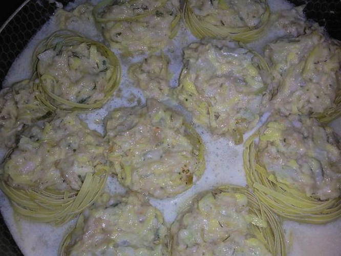 «Гнезда» в сливочном соусе – пошаговый рецепт приготовления с фото